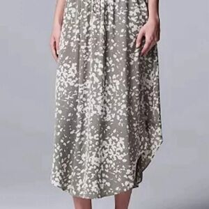 Vera Wang Gray and White A-line Midi Skirt